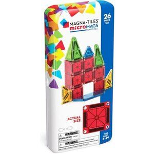 Travel Magnetic Building Tiles Set Kids Toy 26 Piece Bold Colors Educational